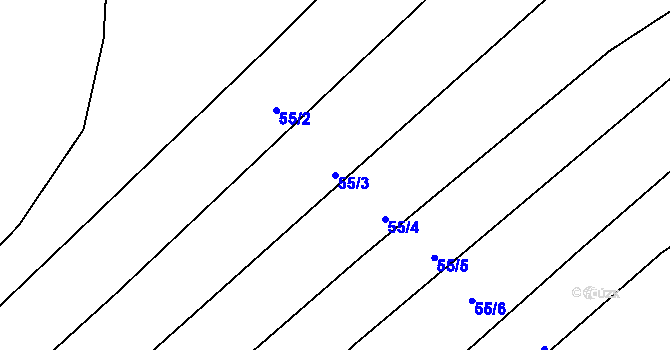 Parcela st. 55/3 v KÚ Horka nad Moravou, Katastrální mapa