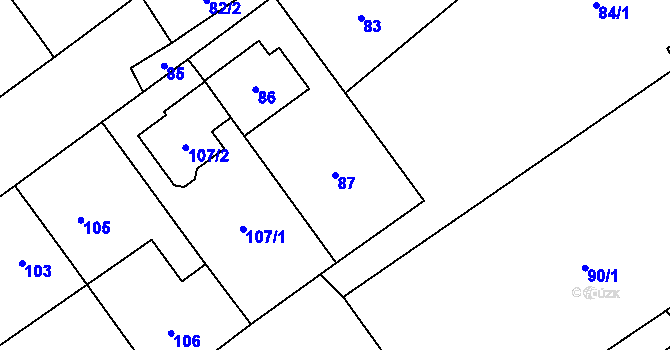 Parcela st. 87 v KÚ Horka nad Moravou, Katastrální mapa