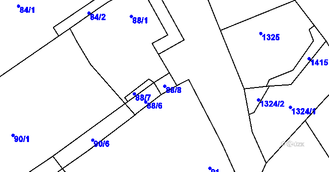 Parcela st. 88/8 v KÚ Horka nad Moravou, Katastrální mapa