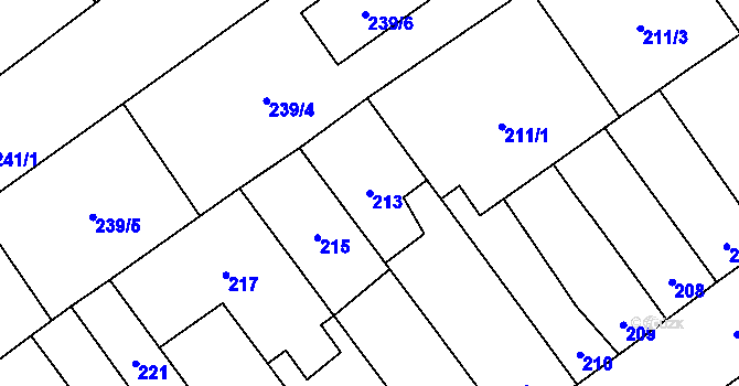 Parcela st. 213 v KÚ Horka nad Moravou, Katastrální mapa