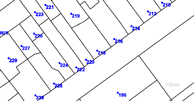 Parcela st. 218 v KÚ Horka nad Moravou, Katastrální mapa