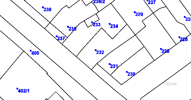 Parcela st. 232 v KÚ Horka nad Moravou, Katastrální mapa