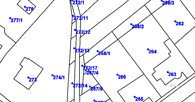 Parcela st. 258/1 v KÚ Horka nad Moravou, Katastrální mapa