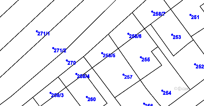 Parcela st. 258/5 v KÚ Horka nad Moravou, Katastrální mapa