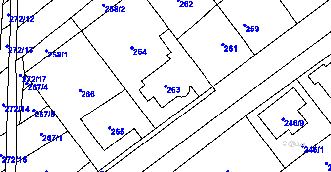 Parcela st. 263 v KÚ Horka nad Moravou, Katastrální mapa