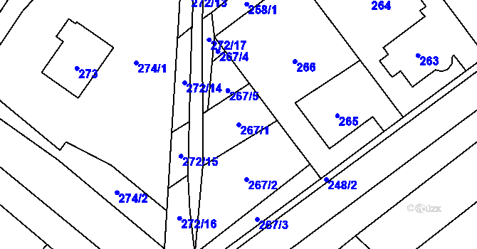 Parcela st. 267/1 v KÚ Horka nad Moravou, Katastrální mapa