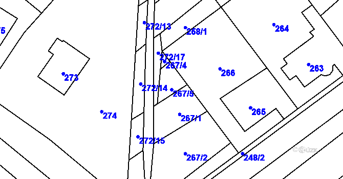Parcela st. 267/5 v KÚ Horka nad Moravou, Katastrální mapa
