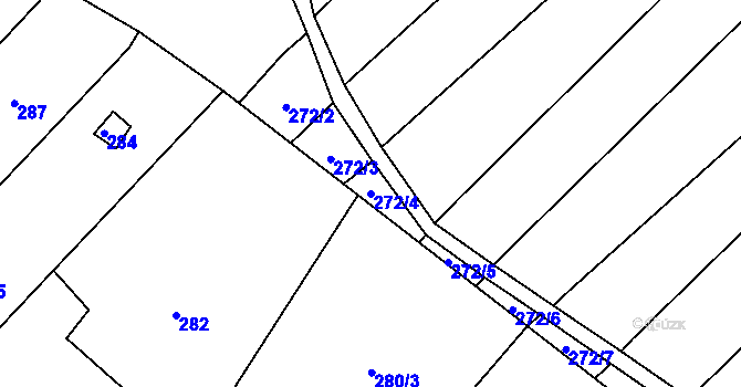 Parcela st. 272/4 v KÚ Horka nad Moravou, Katastrální mapa