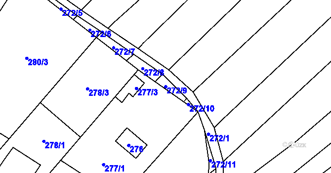 Parcela st. 272/9 v KÚ Horka nad Moravou, Katastrální mapa