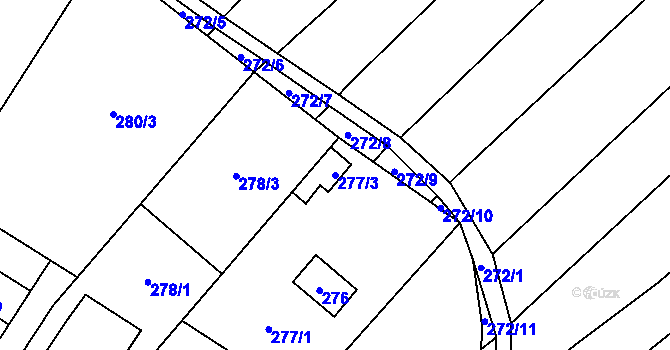 Parcela st. 277/3 v KÚ Horka nad Moravou, Katastrální mapa
