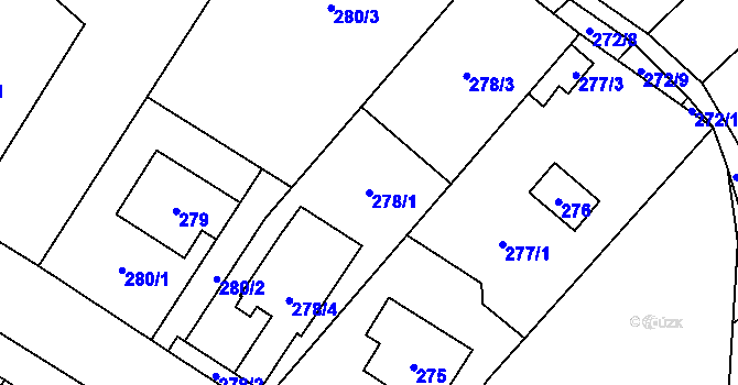 Parcela st. 278/1 v KÚ Horka nad Moravou, Katastrální mapa