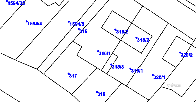 Parcela st. 316/1 v KÚ Horka nad Moravou, Katastrální mapa