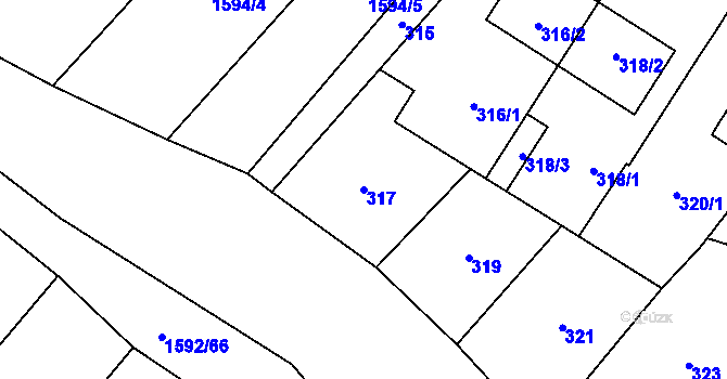 Parcela st. 317 v KÚ Horka nad Moravou, Katastrální mapa