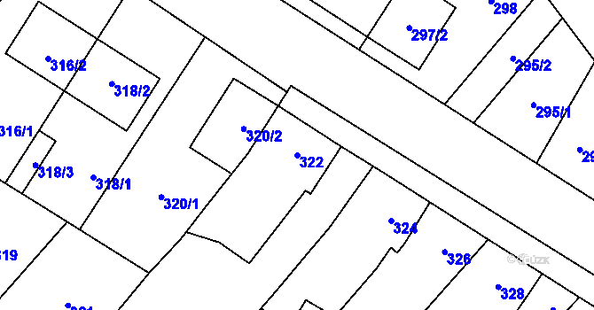 Parcela st. 322 v KÚ Horka nad Moravou, Katastrální mapa