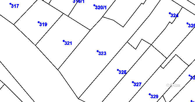 Parcela st. 323 v KÚ Horka nad Moravou, Katastrální mapa