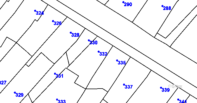 Parcela st. 332 v KÚ Horka nad Moravou, Katastrální mapa