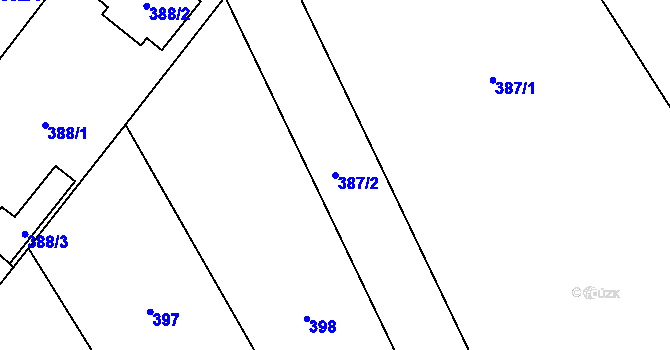 Parcela st. 387/2 v KÚ Horka nad Moravou, Katastrální mapa