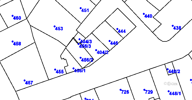 Parcela st. 404/2 v KÚ Horka nad Moravou, Katastrální mapa