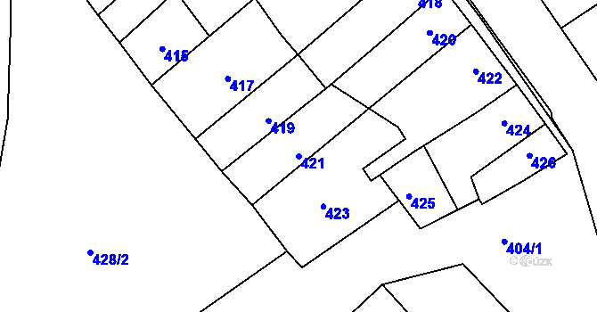 Parcela st. 421 v KÚ Horka nad Moravou, Katastrální mapa