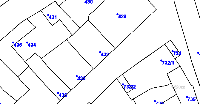 Parcela st. 432 v KÚ Horka nad Moravou, Katastrální mapa