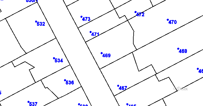 Parcela st. 469 v KÚ Horka nad Moravou, Katastrální mapa