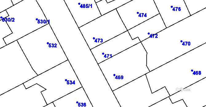 Parcela st. 471 v KÚ Horka nad Moravou, Katastrální mapa