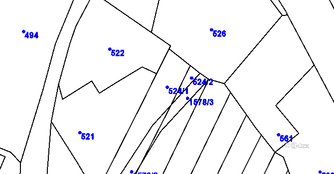 Parcela st. 524/1 v KÚ Horka nad Moravou, Katastrální mapa