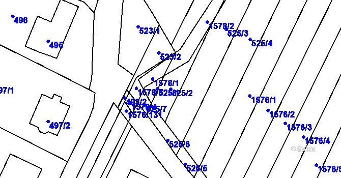 Parcela st. 525/2 v KÚ Horka nad Moravou, Katastrální mapa