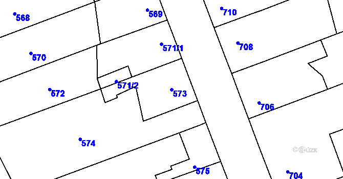 Parcela st. 573 v KÚ Horka nad Moravou, Katastrální mapa