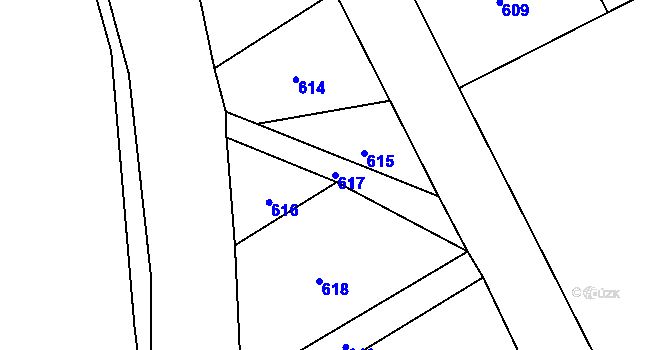 Parcela st. 617 v KÚ Horka nad Moravou, Katastrální mapa