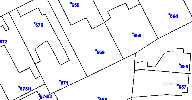 Parcela st. 669 v KÚ Horka nad Moravou, Katastrální mapa