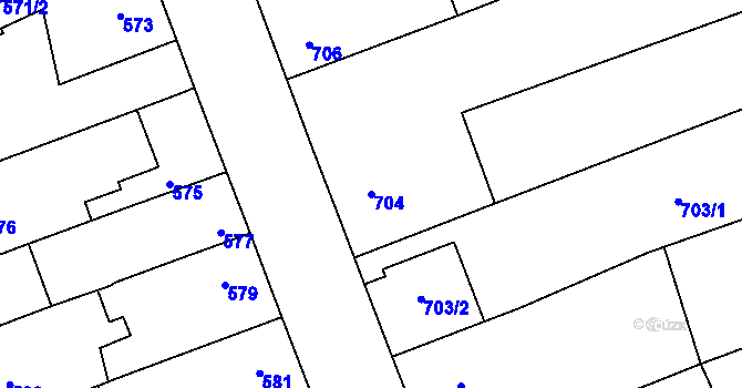 Parcela st. 704 v KÚ Horka nad Moravou, Katastrální mapa