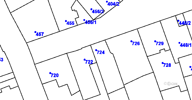 Parcela st. 724 v KÚ Horka nad Moravou, Katastrální mapa