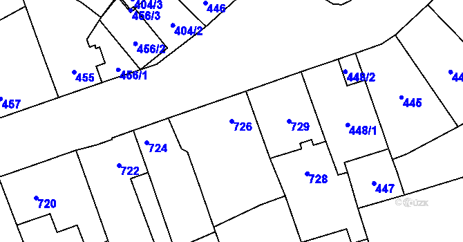Parcela st. 726 v KÚ Horka nad Moravou, Katastrální mapa