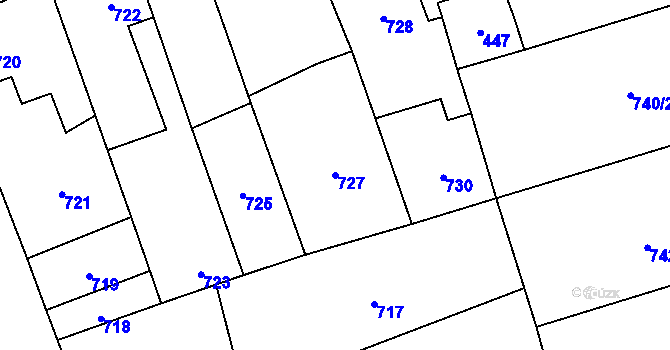 Parcela st. 727 v KÚ Horka nad Moravou, Katastrální mapa