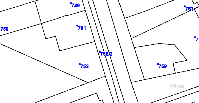Parcela st. 756/2 v KÚ Horka nad Moravou, Katastrální mapa