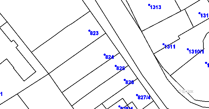 Parcela st. 824 v KÚ Horka nad Moravou, Katastrální mapa