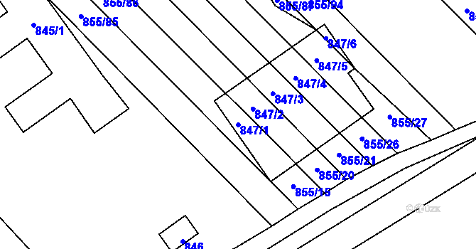 Parcela st. 847/1 v KÚ Horka nad Moravou, Katastrální mapa