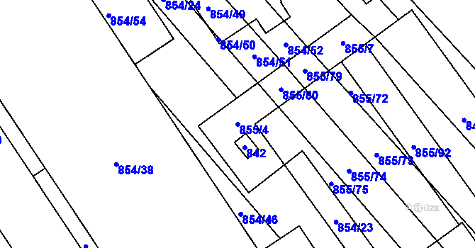 Parcela st. 855/4 v KÚ Horka nad Moravou, Katastrální mapa