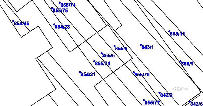 Parcela st. 855/5 v KÚ Horka nad Moravou, Katastrální mapa