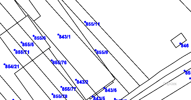 Parcela st. 855/9 v KÚ Horka nad Moravou, Katastrální mapa