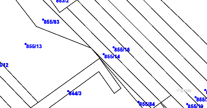 Parcela st. 855/14 v KÚ Horka nad Moravou, Katastrální mapa