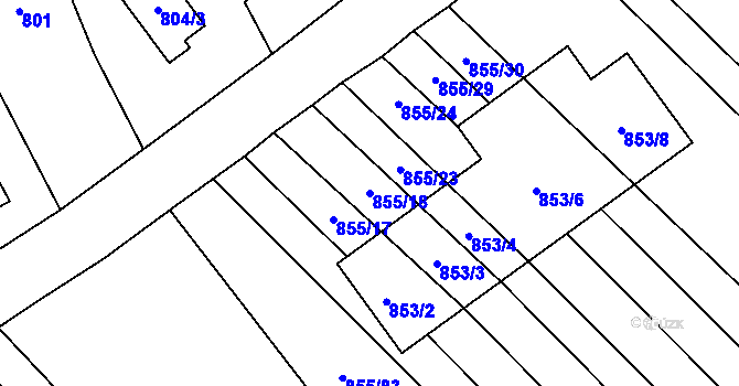 Parcela st. 855/18 v KÚ Horka nad Moravou, Katastrální mapa
