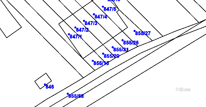 Parcela st. 855/20 v KÚ Horka nad Moravou, Katastrální mapa