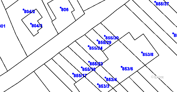 Parcela st. 855/24 v KÚ Horka nad Moravou, Katastrální mapa