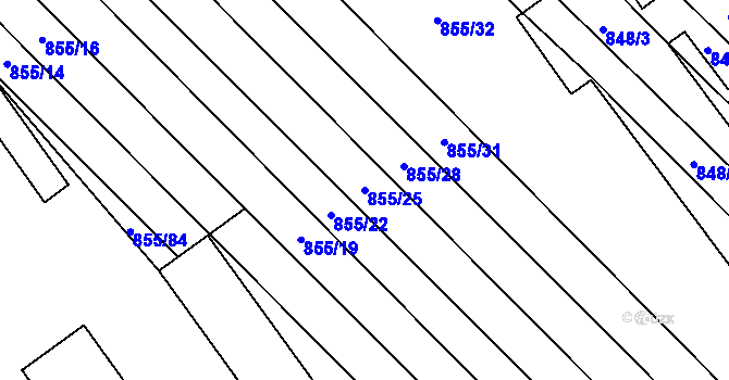 Parcela st. 855/25 v KÚ Horka nad Moravou, Katastrální mapa