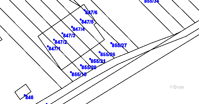 Parcela st. 855/26 v KÚ Horka nad Moravou, Katastrální mapa