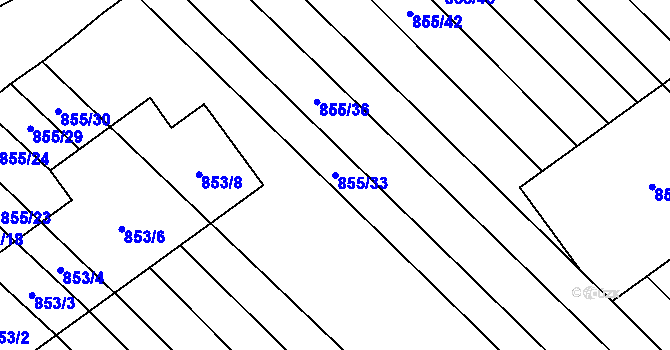 Parcela st. 855/33 v KÚ Horka nad Moravou, Katastrální mapa