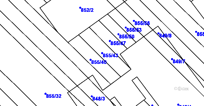 Parcela st. 855/43 v KÚ Horka nad Moravou, Katastrální mapa