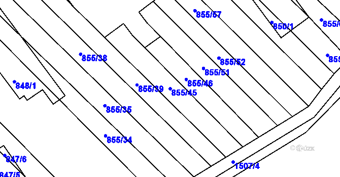 Parcela st. 855/45 v KÚ Horka nad Moravou, Katastrální mapa